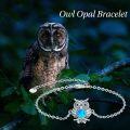 wholesale 925 Sterling Silver Blue Opal Owl Charm Bracelet for Women-0-2