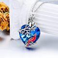 wholesale 925 Sterling Silver Blue Crystal Bird Heart Pendant Necklace-0-4