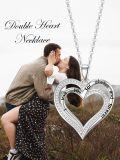 wholesale 925 Sterling Silver Lab-Grown Diamond Double Heart Pendant Necklace for Women-0-2