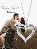 wholesale 925 Sterling Silver Lab-Grown Diamond Double Heart Pendant Necklace Wholesale for Women-0-2