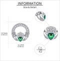 wholesale 925 Sterling Silver Heart-Shaped Studs with Green Crystal and Clover Design - Perfect Gift for Mom (Mom)-0-4