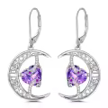 TOUPOP Sterling Silver Moonstone Celtic Moon And Star Earrings-0-0