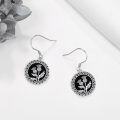 wholesale 925 Sterling Silver Scottish Thistle Drop Earrings with Black Enamel Accents-0-1