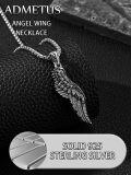 wholesale 925 Sterling Silver Angel Wing Pendant on Rolo Chain for Men - 24 Length-0-2