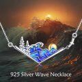 wholesale 925 Sterling Silver Nature Landscape Wave Tree Gold Pearl Pendant Necklace-0-1