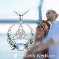 wholesale 925 Sterling Silver Abalone Shell Triquetra Moonstone Wiccan Pagan Pentagram Pendant Necklace-0-2