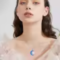 TOUPOP Sterling Silver Opal Moon And Star Pendant Necklace-0-2