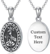 wholesale Sterling Silver 12 Month Birth Flower Photo Locket Necklace Jewelry Gift -07-July-Lotus-p-07-July-Lotus-text-3.photo&text customized-07-July-Lotus-1.no custom-2.text customized