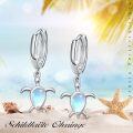 wholesale 925 Sterling Silver Moonstone Turtle Huggie Hoop Earrings Oceanic Sea Life Jewellery Gift for Her-0-5