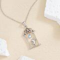 wholesale 925 Sterling Silver Cat & Moonstone CZ Pendant Necklace for Women-0-1