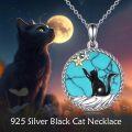 wholesale 925 Sterling Silver Turquoise Stone Star Black Cat Pendant Necklace Gift for Women-0-1