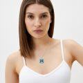 wholesale 925 Sterling Silver Penguin Heart Blue Opal Snowflake Pendant Necklace  for Women-0-5