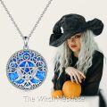 wholesale 925 Sterling Silver Blue Turquoise Triple Moon Goddess Pentagram Pendant Necklace-0-10