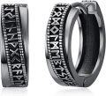wholesale 925 Sterling Silver Viking Rune Hoop Earrings Norse  for Men Women-0-0