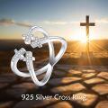 wholesale 925 Sterling Silver Cross Open Ring With Diamonds For Men And Women Elegant Design Jewelry Gift-0-2