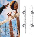 wholesale 925 Sterling Silver Sports Ball Dangle Earrings - Volleyball Design-0-5