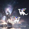 wholesale 925 Sterling Silver Dinosaur Stud Earrings with Colorful Stones - Halloween  for Her-0-3