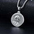 wholesale 925 Sterling Silver St George Dragon Slayer Round Pendant Necklace-0-1
