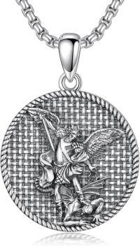 wholesale 925 Sterling Silver Saint Michael Archangel Medal Necklace Christian Religious s for Men Women Boys Girls-4-Spartan