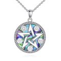 wholesale 925 Sterling Silver Abalone Shell Witch Knot Pentagram Triquetra Star of David Pendant Necklace-0-0