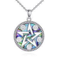wholesale 925 Sterling Silver Abalone Shell Witch Knot Pentagram Triquetra Star of David Pendant Necklace-Pentagram Pentacle