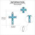 wholesale 925 Sterling Silver Turquoise Cross Earrings, Natural Stone Dangle Earrings for Women, Hope Green Jewelry Gift for Christmas Birthday-0-4