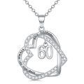 TOUPOP Sterling Silver Zircon Forever Love Heart Pendant Necklace, 60th Birthday Gift-0-0