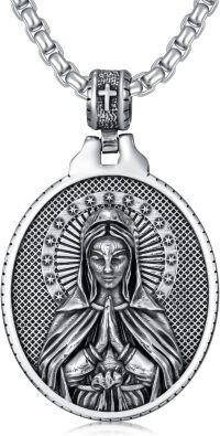wholesale 925 Sterling Silver Virgin Mary Praying Necklace - Religious Jewelry for Men & Women -G01-Virgin Mary