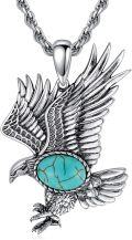 wholesale  Sterling Silver Real Gemstone Eagle Necklace for Men Vintage Hawk Pendant -0-0