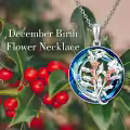 TOUPOP Sterling Silver Crystal Birth Flower Pendant Necklace-0-1