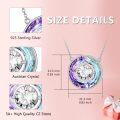 wholesale TOUPOP Christmas Gifts For Mom Women Necklace Sterling Silver Circle Necklaces For Women Crystal Pendant Birthday Mother's Day Jewelry Gifts For Mom Wife Her (b-vitrail Light-04-april-white Zirconia) -0-3