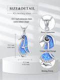 wholesale 925 Sterling Silver Blue Opal Penguin Charm Necklace with Cubic Zirconia Accents-0-5