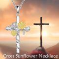 wholesale 925 Sterling Silver & Hypoallergenic Sunflower Cross Pendant Necklace - 17x32mm - Gift for Women Friends Wife Mother - Birthday Christmas Anniversary-0-1