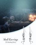 wholesale 925 Sterling Silver Halloween Skeleton Hand Dangle Earrings Gift for Women-0-5