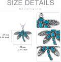 wholesale 925 Sterling Silver Dragonfly Pendant Necklace with Blue Stone for Women Girls Bohemian Style s-0-4