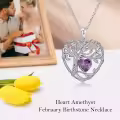 TOUPOP Sterling Silver Amethyst Tree Of Life Pendant Necklace-0-3