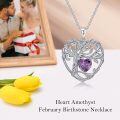 TOUPOP Sterling Silver Amethyst Tree Of Life Pendant Necklace-0-3