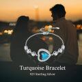 wholesale 925 Sterling Silver Heart-Shaped Turquoise and Cubic Zirconia Adjustable Bolo Bracelet for Women's Gifts-0-9