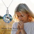 wholesale 925 Sterling Silver Blue Crystal Sloth Locket Necklace Gift for Her-0-1