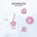 wholesale 925 Sterling Silver Pink Flower Leverback Earrings-0-4