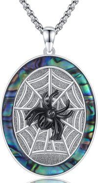wholesale 925 Sterling Silver Abalone Shell Spider Web Pendant Necklace-Spider