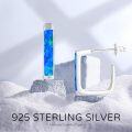 wholesale 925 Sterling Silver 925 Square Blue Opal Hoop Earrings for Women-0-1