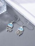 wholesale 925 Sterling Silver Blue Fire Opal Jellyfish Dangle Drop Earrings for Women Girls Beach Summer Gift-0-1