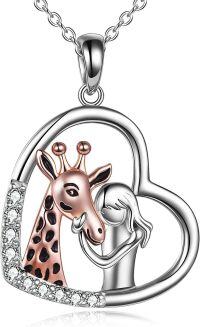 wholesale 925 Sterling Silver Heart-Shaped Giraffe Pendant Necklace for Women Girlfriends' Gifts-Rose gold Giraffe Necklace