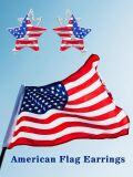 wholesale 925 Sterling Silver Star USA Flag Stud Earrings with Cubic Zirconia Accents - Patriotic  Set-0-3