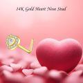 wholesale 14k Gold Heart Cz Halo Nose Stud L Bend Piercing Jewelry-0-4