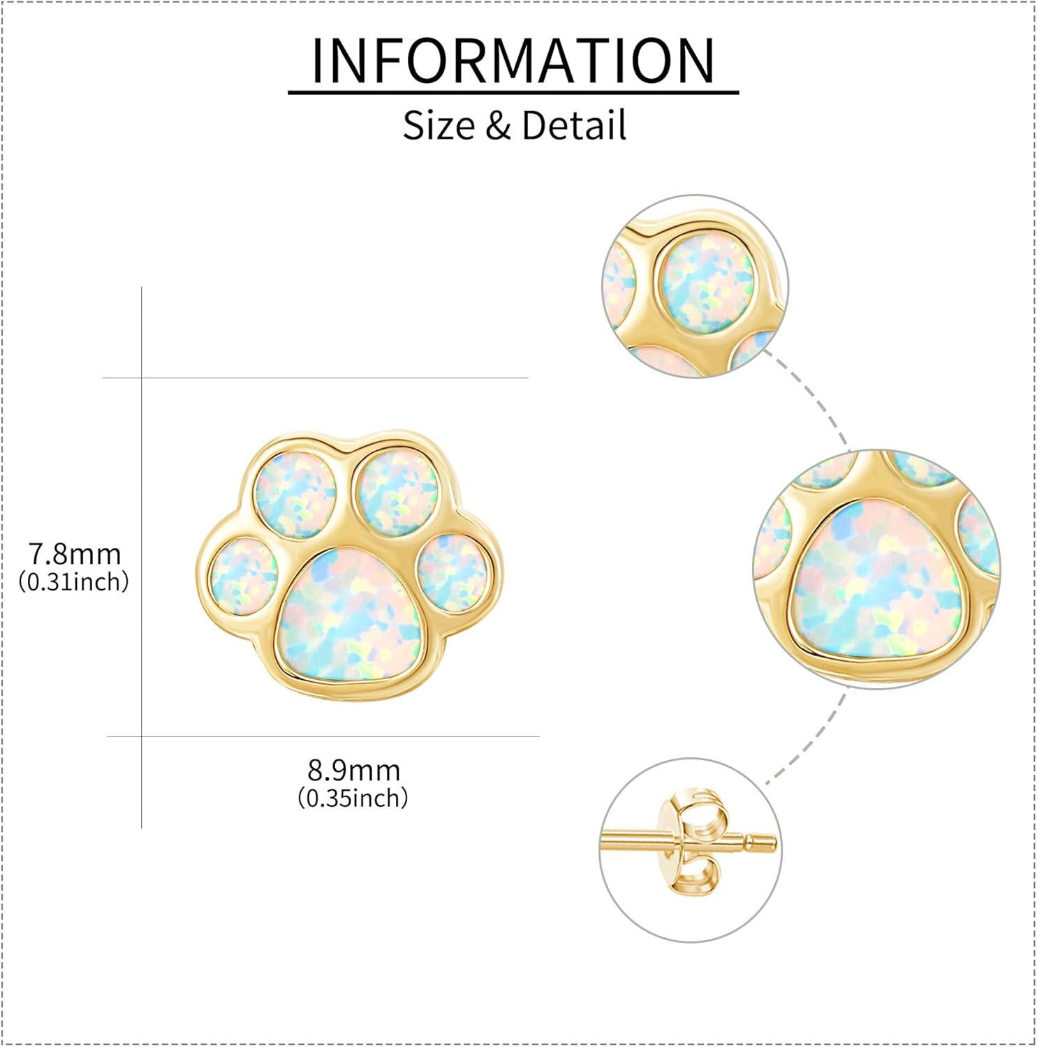 18K Gold Opal Cat Claw Stud Earrings-0-4