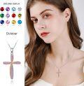 wholesale  Sterling Silver Birthstone Cross Necklace for Women Christian Gift -0-3
