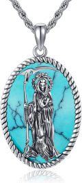 wholesale Sterling Silver Religious Necklace Santa Muerte St Peregrine Hecate Virgin Mary St Christopher St Michael St Jude Unisex Jewelry for Women Men-0-5