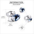 wholesale 925 Sterling Silver Elephant Heart Stud Earrings with Blue Crystal Accents-0-2